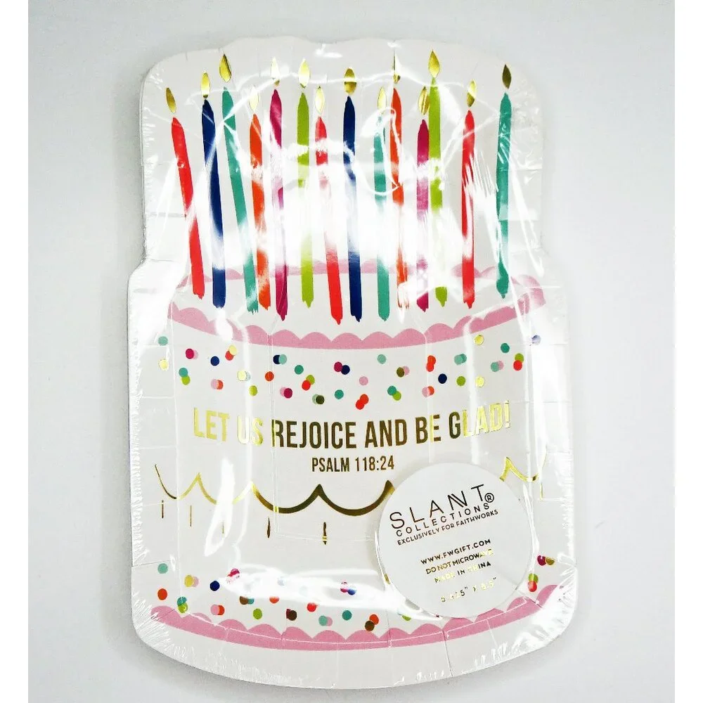 Birthday Cake Plates & Napkins set 16 plates, 20 napkins, Religious Faithworks